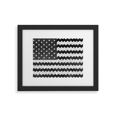 Nick Nelson Black and White Zig Zag Flag Framed Art Print