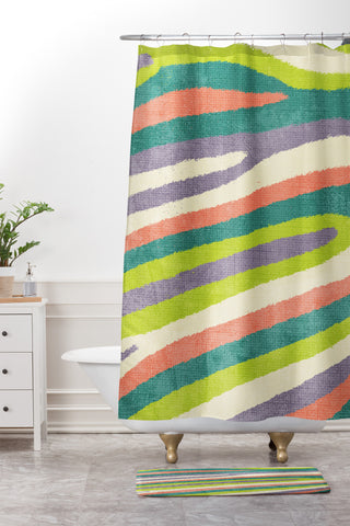 Nick Nelson Fruit Stripes Shower Curtain And Mat