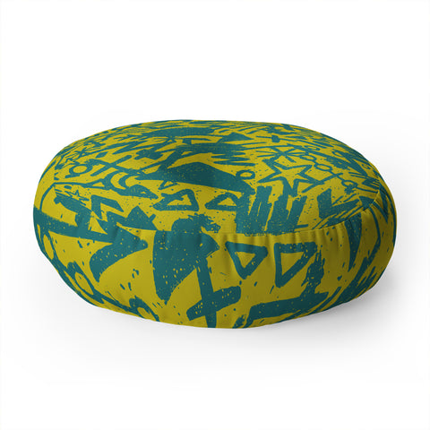 Nick Nelson Gold Synapses Floor Pillow Round