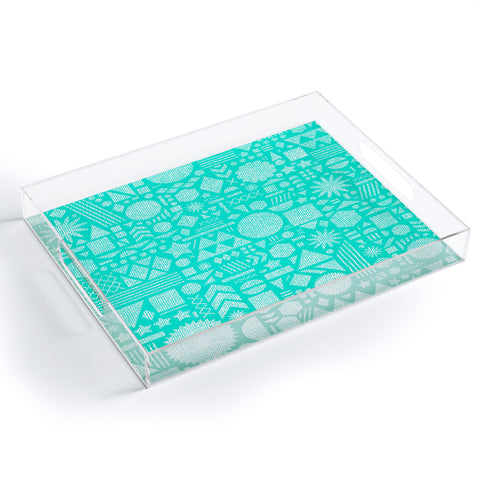 Nick Nelson Modern Elements In Turquoise Acrylic Tray