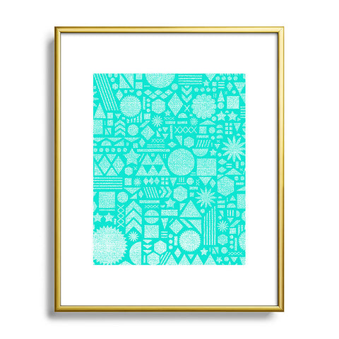 Nick Nelson Modern Elements In Turquoise Metal Framed Art Print