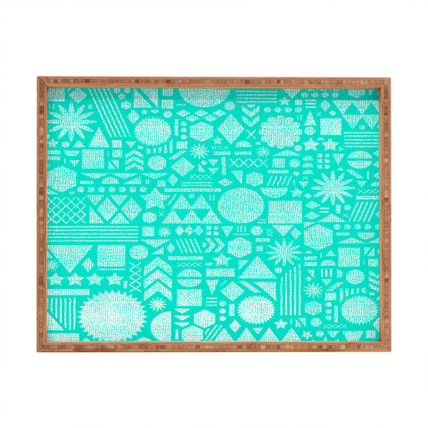 Nick Nelson Modern Elements In Turquoise Rectangular Tray