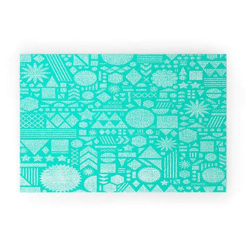 Nick Nelson Modern Elements In Turquoise Welcome Mat