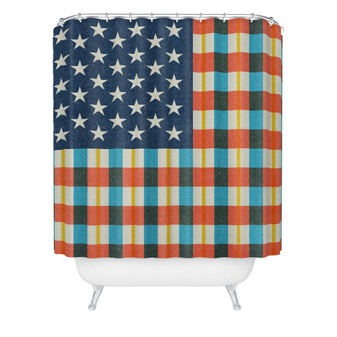 Nick Nelson Plaid Flag Shower Curtain