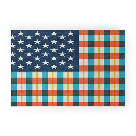 Nick Nelson Plaid Flag Welcome Mat