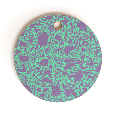 Nick Nelson Turquoise Synapses Cutting Board Round