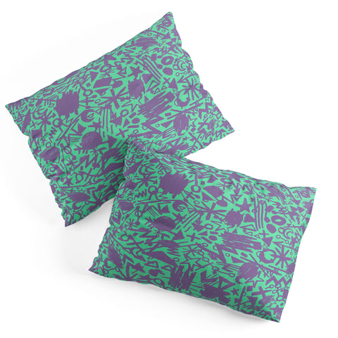 Nick Nelson Turquoise Synapses Pillow Shams