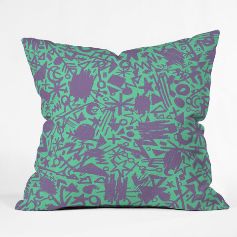Nick Nelson Turquoise Synapses Outdoor Throw Pillow