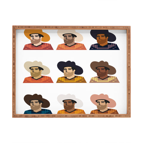 Nick Quintero Abstract Cowboy Multicultural Rectangular Tray