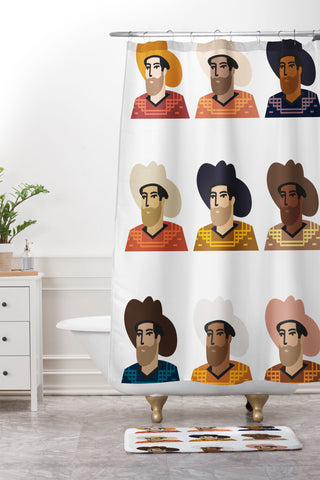Nick Quintero Abstract Cowboy Multicultural Shower Curtain And Mat