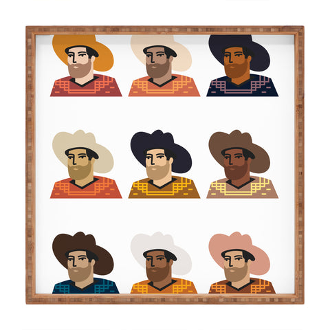 Nick Quintero Abstract Cowboy Multicultural Square Tray