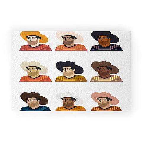 Nick Quintero Abstract Cowboy Multicultural Welcome Mat