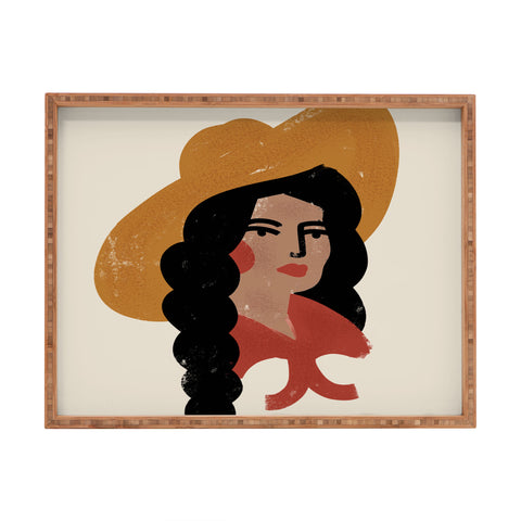 Nick Quintero Abstract Cowgirl 2 Rectangular Tray