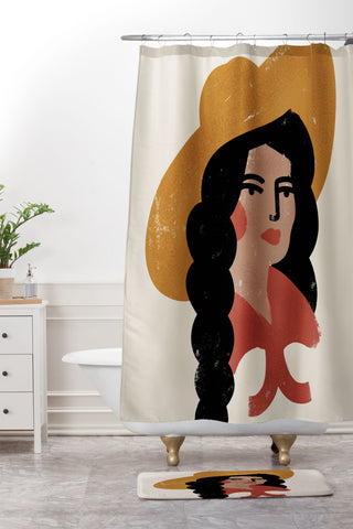Nick Quintero Abstract Cowgirl 2 Shower Curtain And Mat