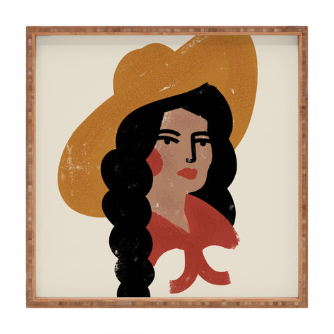Nick Quintero Abstract Cowgirl 2 Square Tray