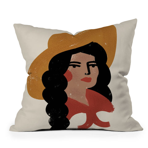 Nick Quintero Abstract Cowgirl 2 Throw Pillow
