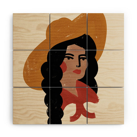 Nick Quintero Abstract Cowgirl 2 Wood Wall Mural