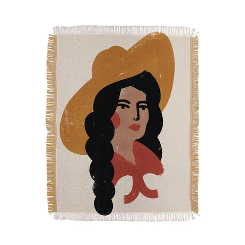 Nick Quintero Abstract Cowgirl 2 Throw Blanket
