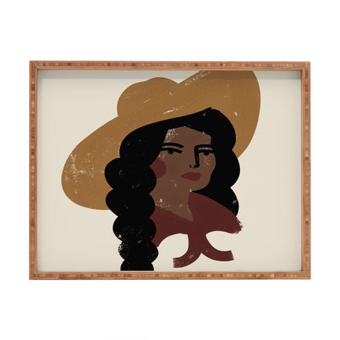 Nick Quintero Abstract Cowgirl 3 Rectangular Tray