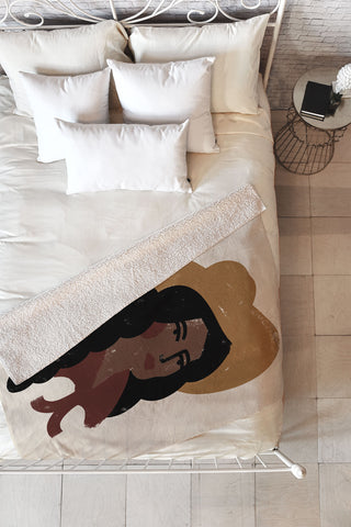 Nick Quintero Abstract Cowgirl 3 Fleece Throw Blanket