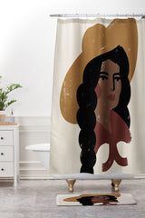 Nick Quintero Abstract Cowgirl 3 Shower Curtain And Mat