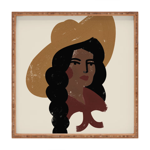 Nick Quintero Abstract Cowgirl 3 Square Tray