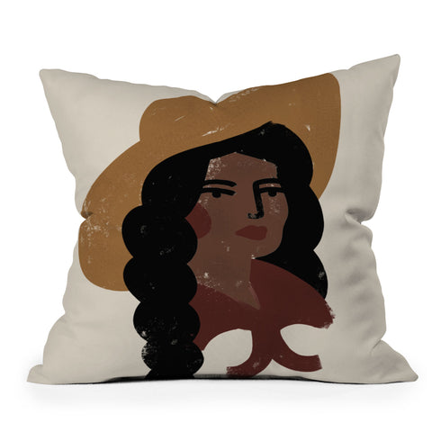 Nick Quintero Abstract Cowgirl 3 Throw Pillow