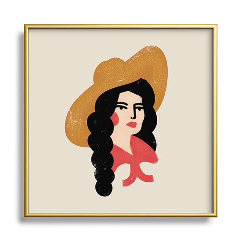 Nick Quintero Abstract Cowgirl Metal Square Framed Art Print