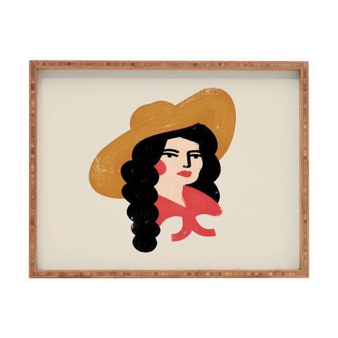 Nick Quintero Abstract Cowgirl Rectangular Tray