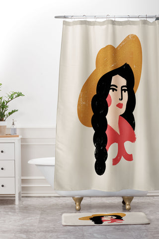 Nick Quintero Abstract Cowgirl Shower Curtain And Mat