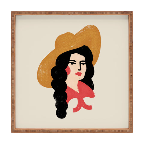 Nick Quintero Abstract Cowgirl Square Tray