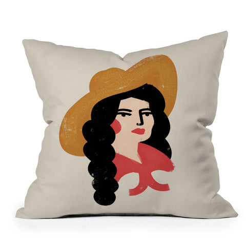 Nick Quintero Abstract Cowgirl Throw Pillow