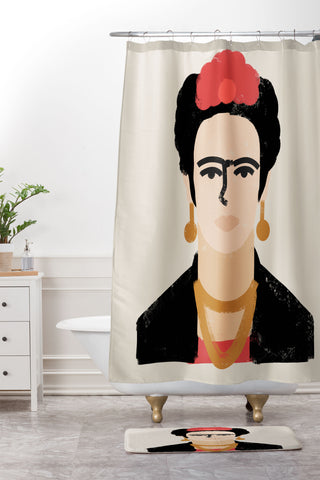 Nick Quintero Abstract Frida Shower Curtain And Mat