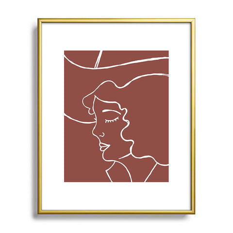 Nick Quintero Cowgirl Line Art Metal Framed Art Print