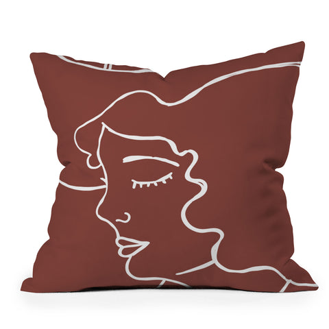 Nick Quintero Cowgirl Line Art Throw Pillow