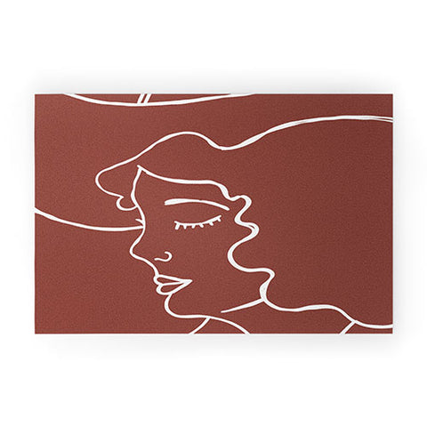 Nick Quintero Cowgirl Line Art Welcome Mat