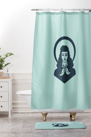 Nick Quintero Cowgirl Portrait Shower Curtain And Mat