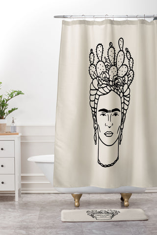 Nick Quintero Frida Cactus Shower Curtain And Mat
