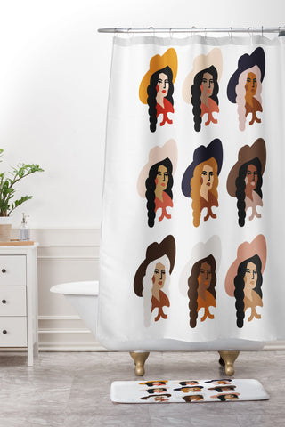 Nick Quintero Multi Culture Cowgirl Shower Curtain And Mat