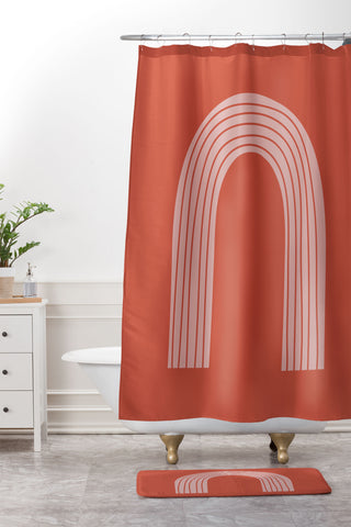 Nick Quintero Pink Arch Shower Curtain And Mat