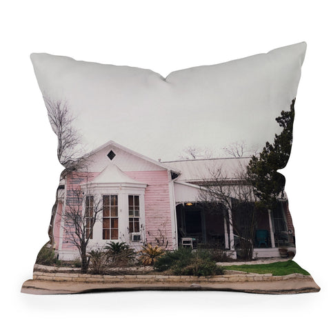 Nick Quintero Pink House Gruene TX Throw Pillow