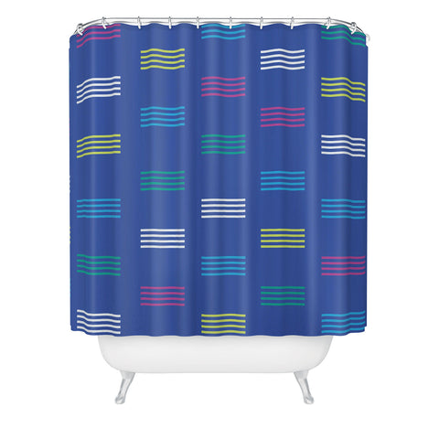 Nick Quintero Retro Color Hash Pattern Shower Curtain