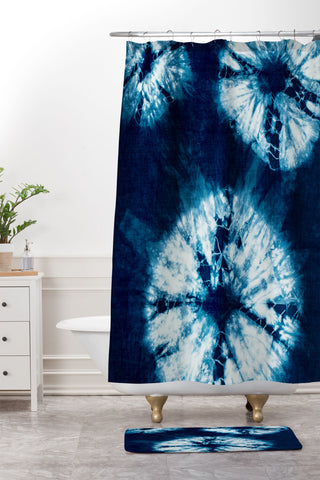 Nicole Van Ekeren indigo tie dye Shower Curtain And Mat