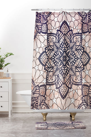 Nika BOHO MOSAIC MANDALA Shower Curtain And Mat