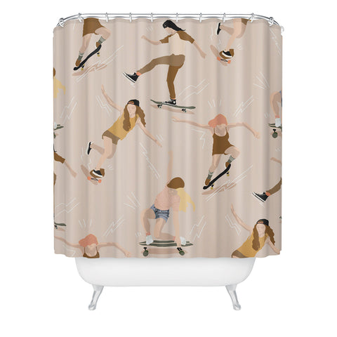 Nika CALIFORNIA SKATEBOARD GIRLS Shower Curtain