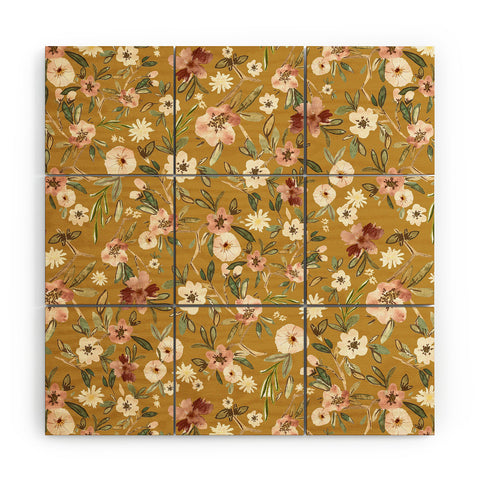Nika COTTAGE FLORAL FIELD Wood Wall Mural