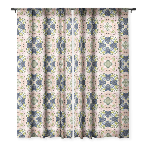 Nika FLORAL TILE Sheer Window Curtain