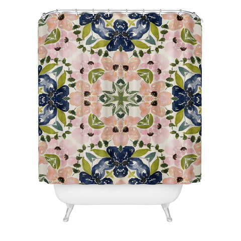 Nika FLORAL TILE Shower Curtain