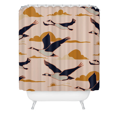 Nika GEESE FLIGHT TOGETHER Shower Curtain