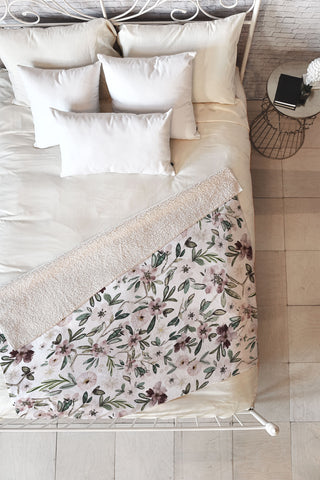 Nika STYLIZED FLORAL FIELD Fleece Throw Blanket